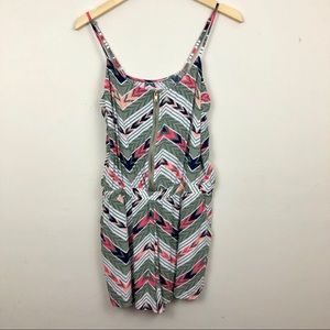 Charlotte Russe XL Tribal Zip Front Pockets Romper